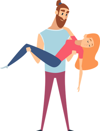 Man holding unconscious woman  Illustration