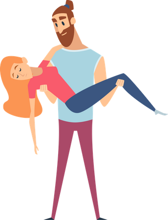 Man holding unconscious woman  Illustration