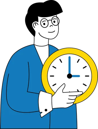 Man holding wall clock  イラスト