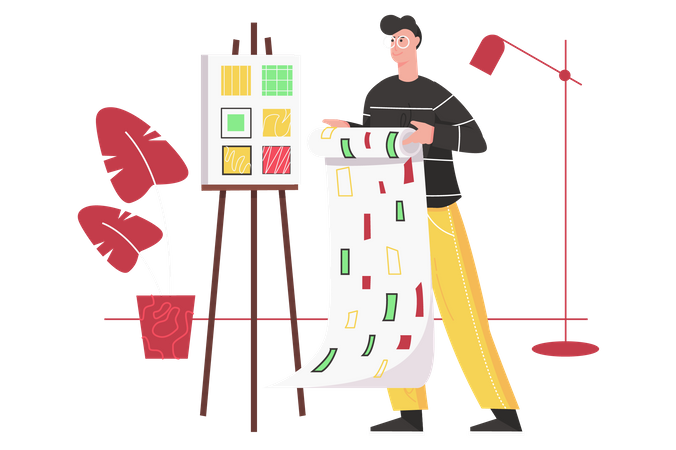 Man holding wallpaper  Illustration