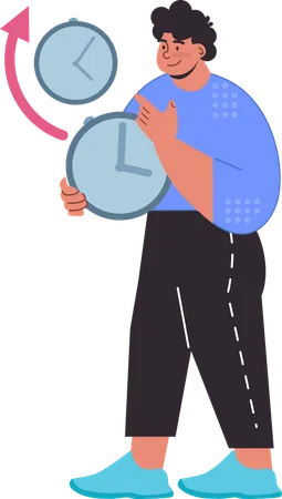 Man holding watch while showing time  Illustration