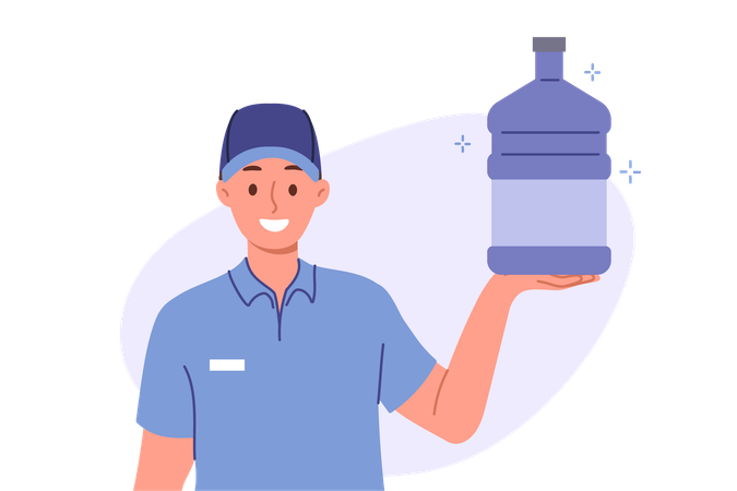 Man holding water bottle  Illustration