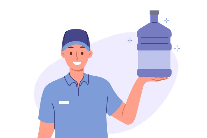 Man holding water bottle  Illustration