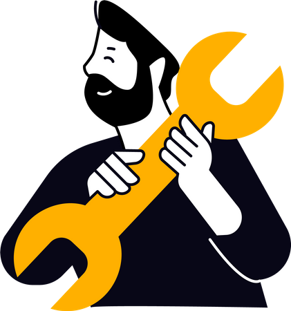 Man holding wrench  Illustration