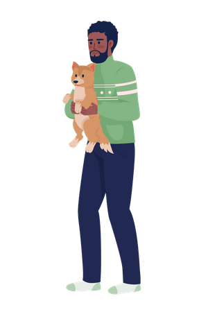 Man holds his dog  Illustration