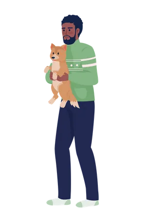 Man holds his dog  Illustration