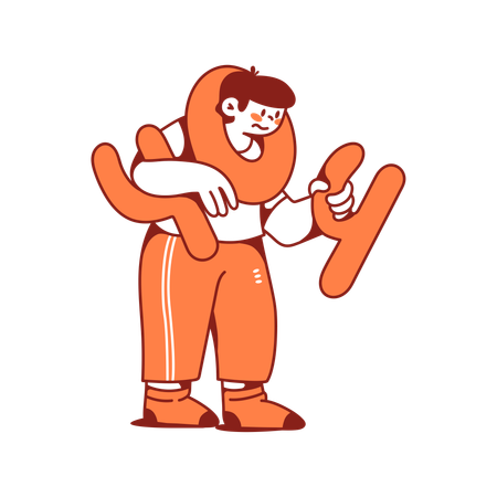 Man holds up big numbers with a 404 error  Illustration