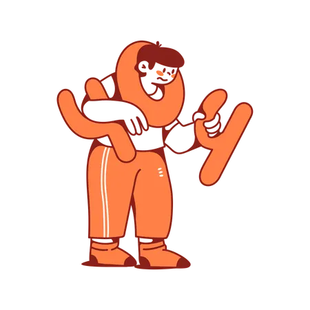 Man holds up big numbers with a 404 error  Illustration