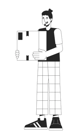 Man house mover in overalls  Illustration