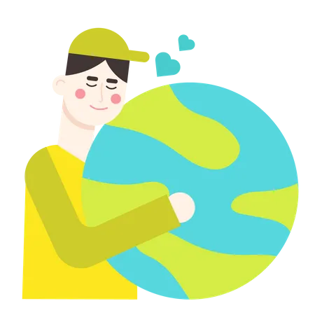 Man hugging earth  Illustration