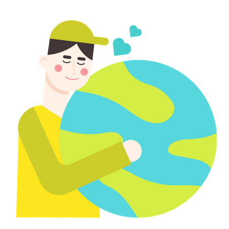 Man hugging earth  Illustration