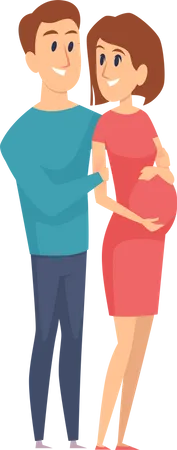 Man Hugging Pregnant Wife Illustration