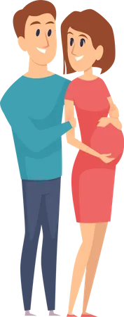 Man Hugging Pregnant Wife  Illustration