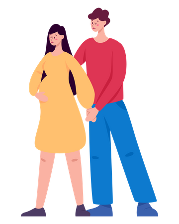 Man hugging pregnant wife  Illustration