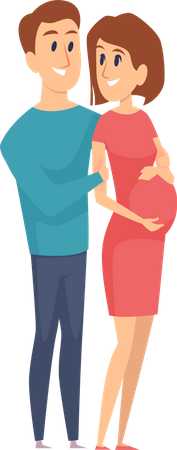 Man Hugging Pregnant Wife  イラスト