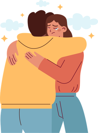 Man hugging to girl  Illustration