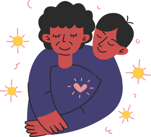 Man Hugs His Mother  Illustration