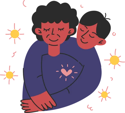 Man Hugs His Mother  Illustration