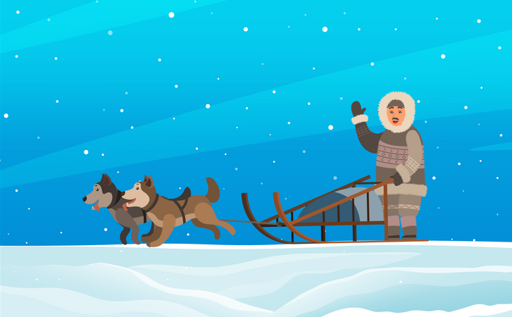 Man Hunter Waving Hand In Snow  イラスト