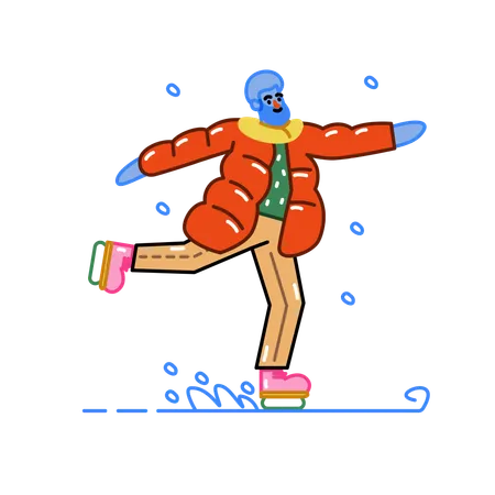 Man Ice Skating  Illustration