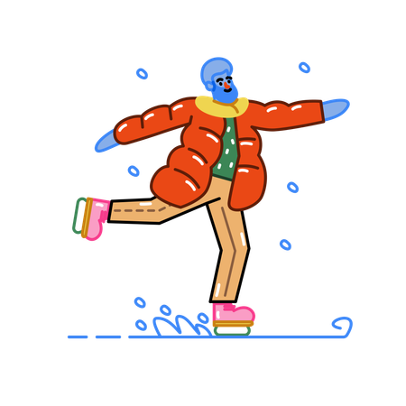 Man Ice Skating  Illustration