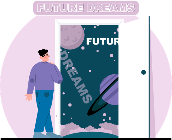 Man imagine his future  イラスト