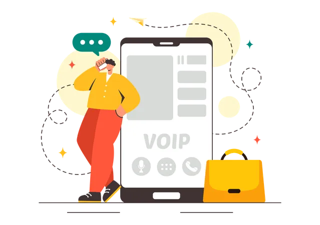 남자가 VOIP 프로토콜을 구현합니다  일러스트레이션