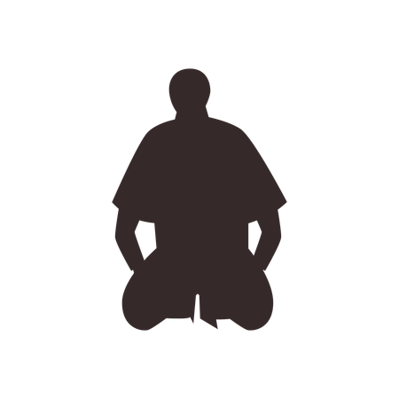 Man in a Japanese greeting sitting on his knees  Illustration