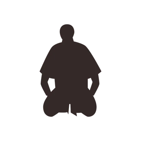 Man in a Japanese greeting sitting on his knees  Illustration