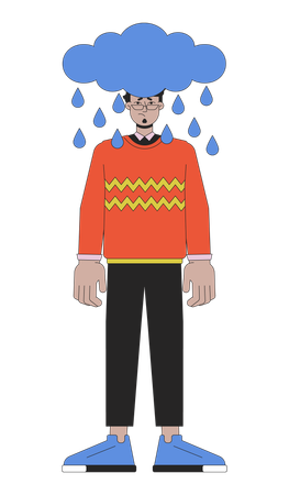 Man in anxious depression  Illustration