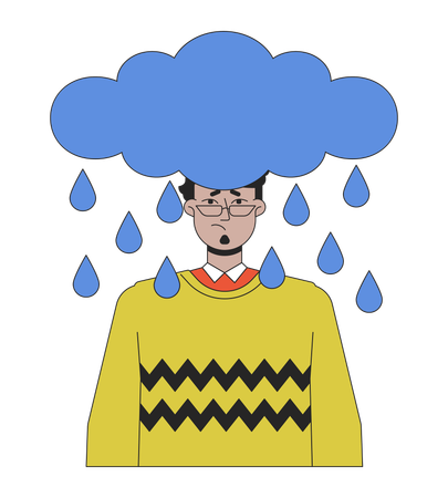 Man in anxious depression  Illustration