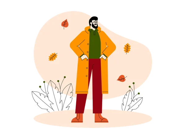 Man in autumn clothes  Illustration