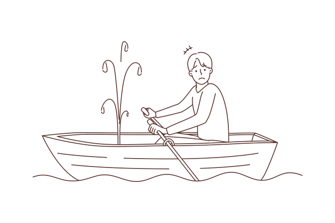 Man in boat Illustration