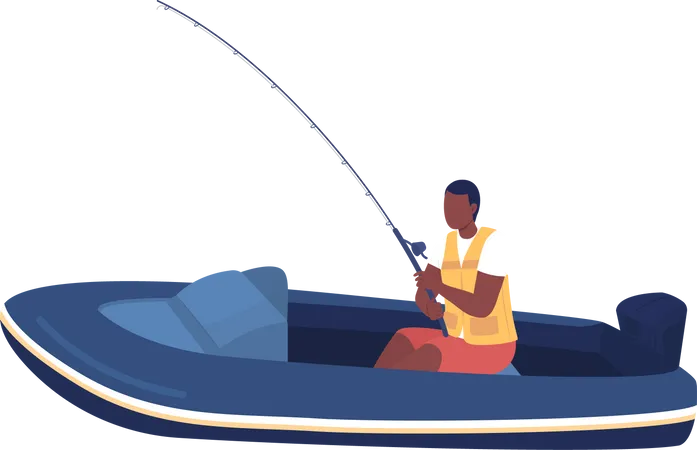 Man in boat fishing Illustration