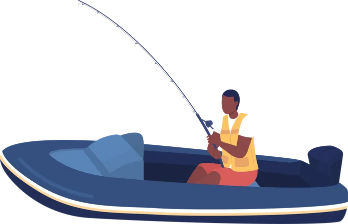 Man in boat fishing  Illustration