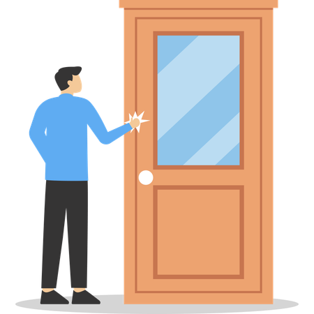 Man in business suit knocking at door  Illustration