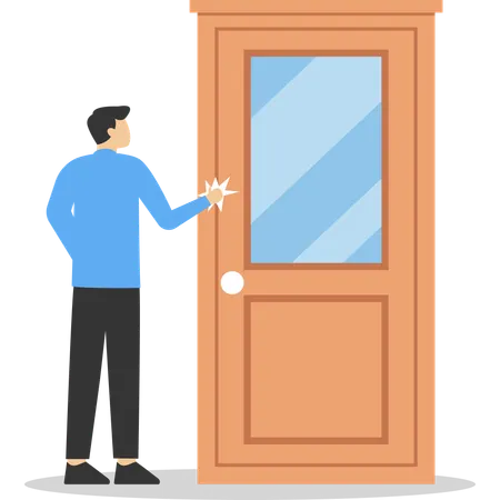 Man in business suit knocking at door  Illustration