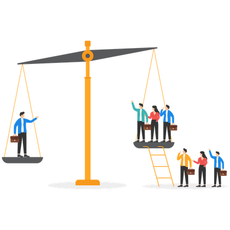 Man in business suits stand on scales  Illustration