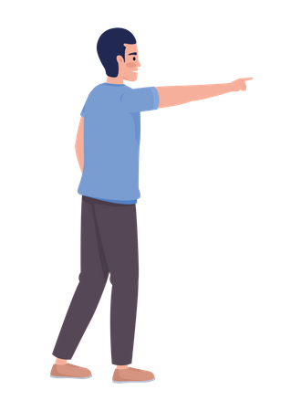 Man in casual clothes showing direction with finger  Illustration