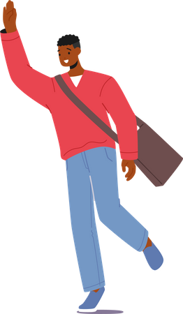 Man in casual clothes wave hand Illustration