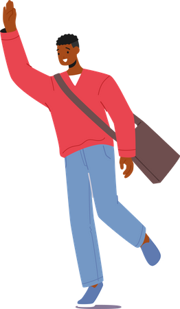 Man in casual clothes wave hand  Illustration