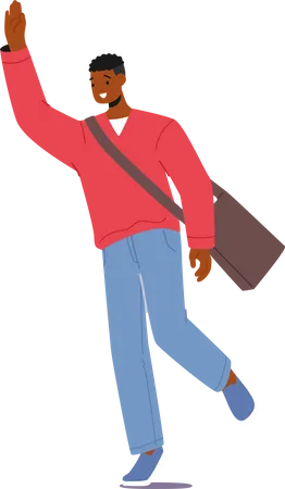 Man in casual clothes wave hand  Illustration