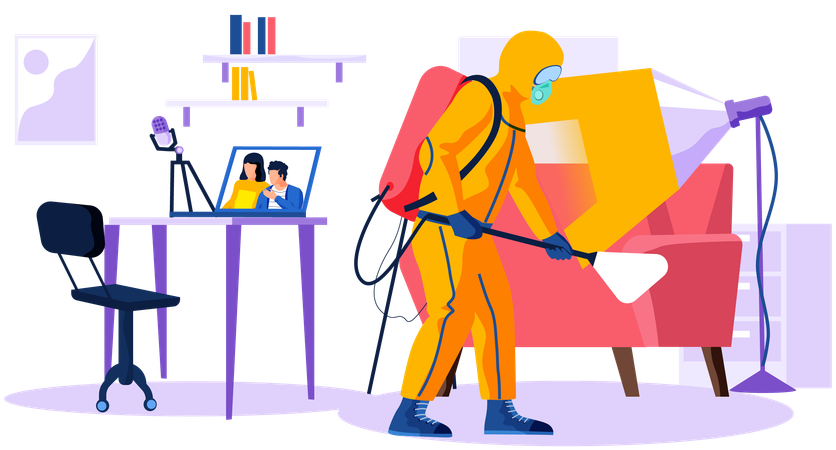 Man in chemical protection suit  Illustration