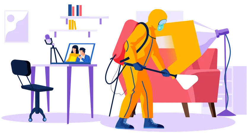 Man in chemical protection suit  Illustration