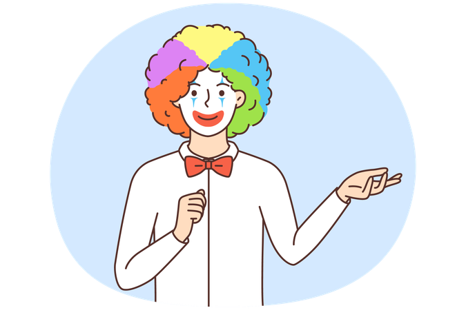 광대 의상을 입은 남자가 엔터테인먼트 산업에서 일하다  일러스트레이션