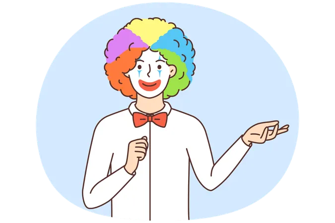 광대 의상을 입은 남자가 엔터테인먼트 산업에서 일하다  일러스트레이션