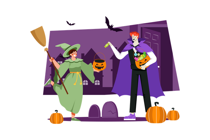 Man In Costume Giving Candy  Illustration