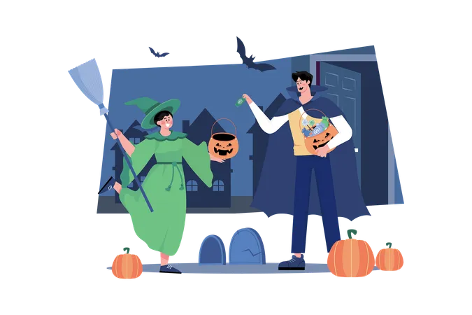 Happy Halloween Illustration Concept On White Background Illustration