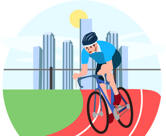 Man in Cycling Race  Illustration