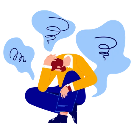 Man in depression Illustration